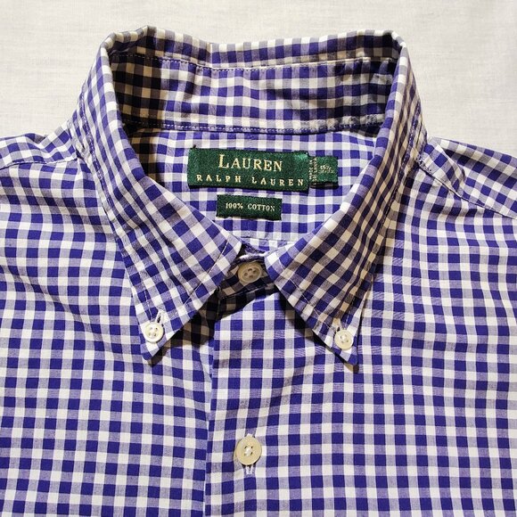 Lauren Ralph Lauren Men's 15 1/2 32/33 Checkered Long Sleeve Shirt - Picture 6 of 10